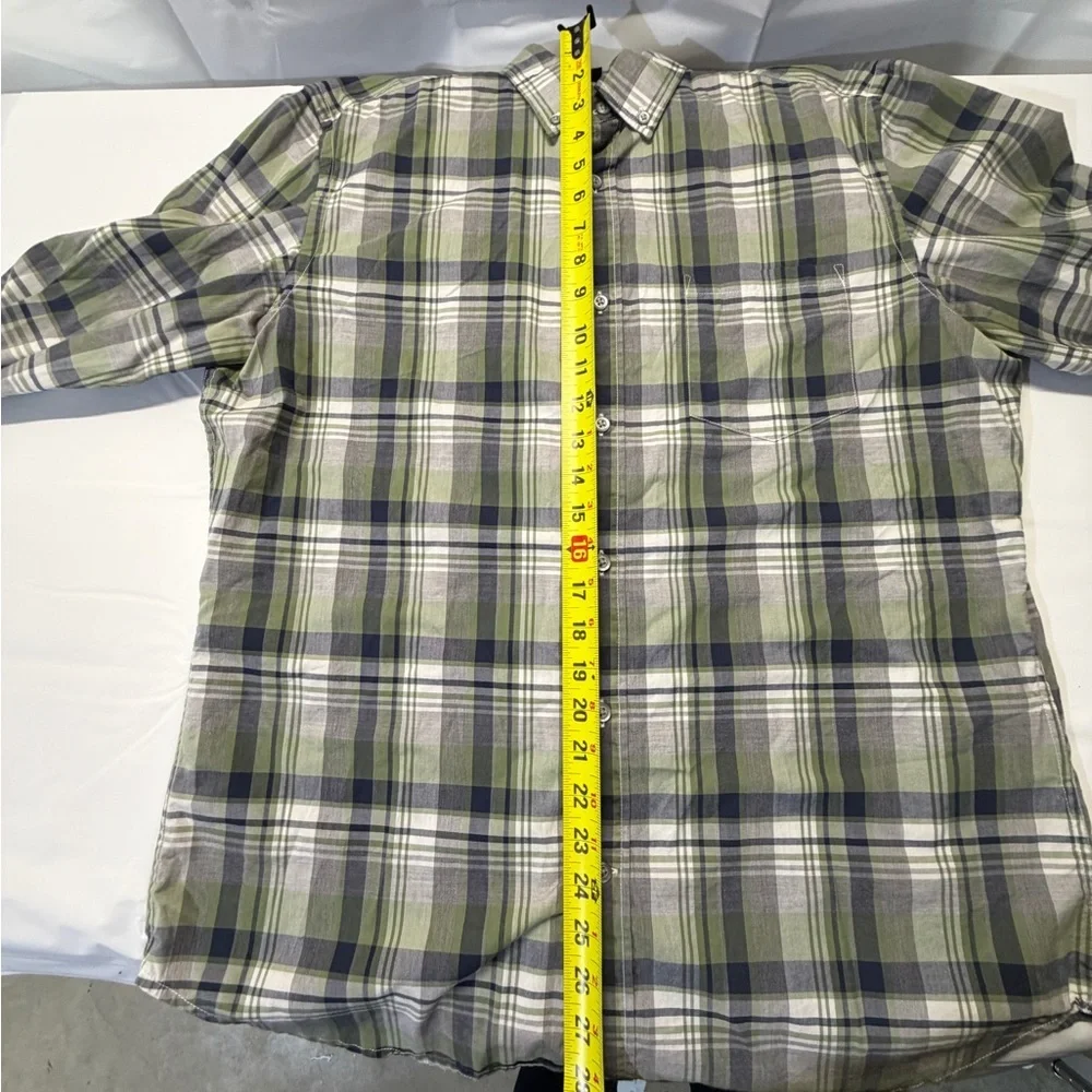 Banana Republic Men's Green and‎ Blue Plaid Shirt